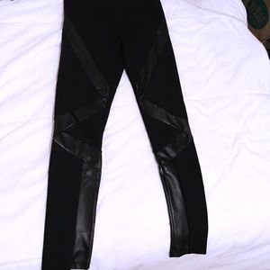 Nasty Gal Leggings with Leather Straps Size S